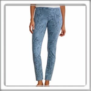 Soft Surroundings Pull On Leaf Print Ankle Jeans Stretch Size Medium Pockets